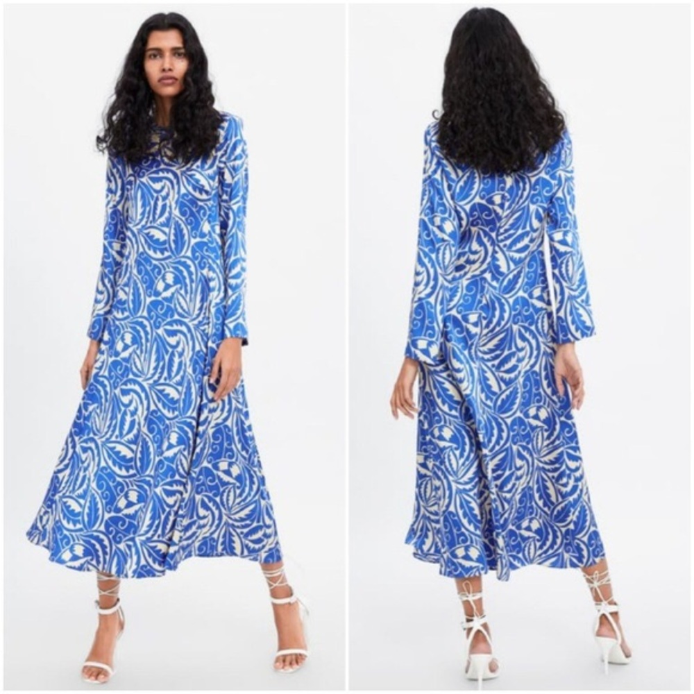 NWT Long sleeve print midi dress